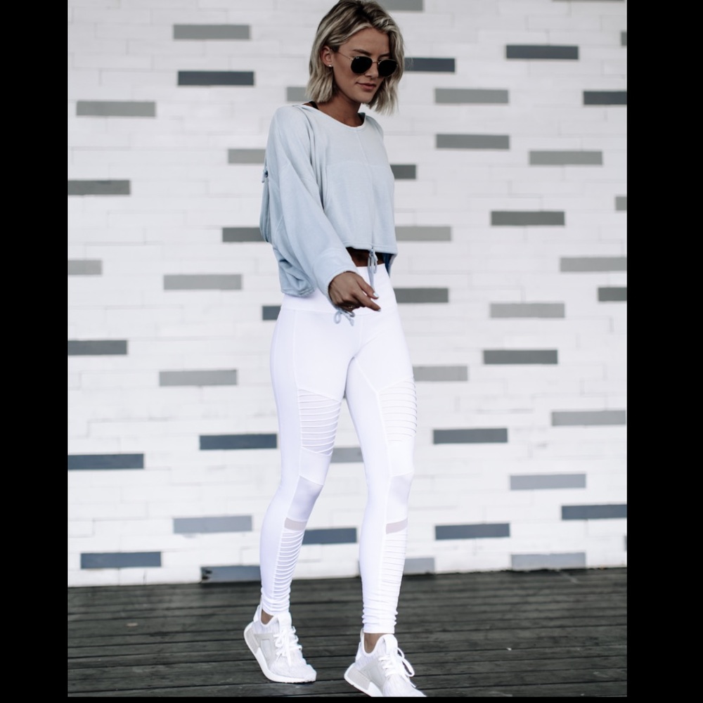 Alo White Moto Leggings